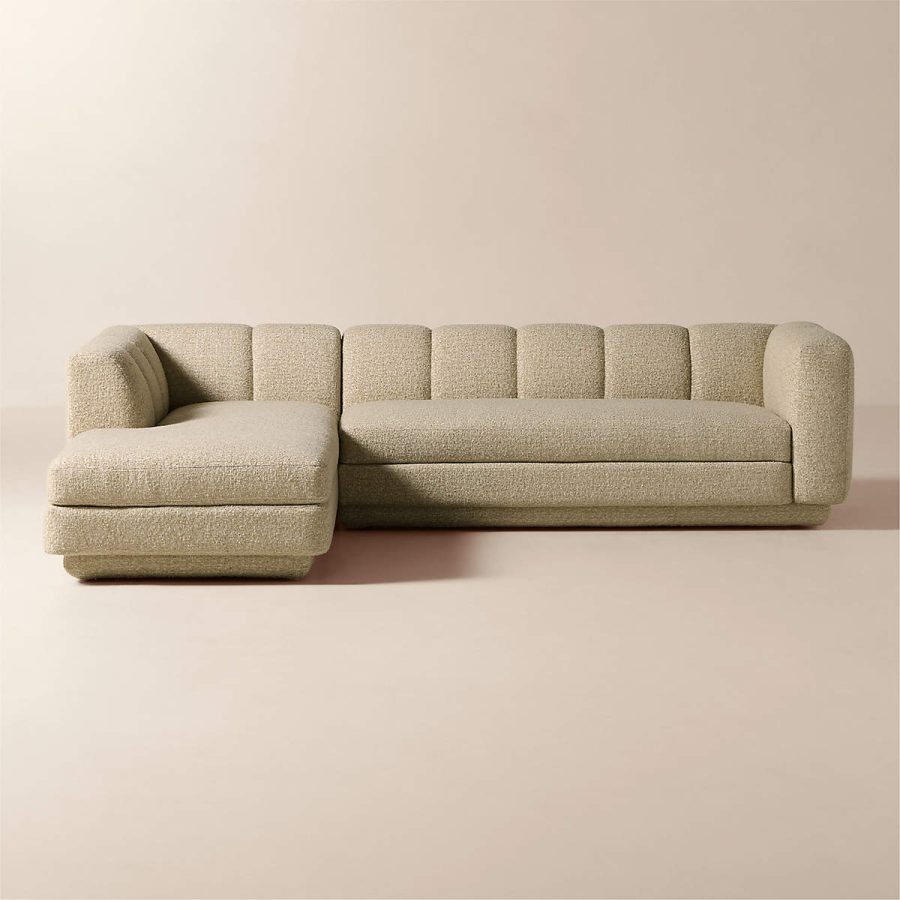 L-Shaped Camel Woven Sectional Sofa