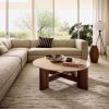 Camel Brown Marble And Walnut Wood Coffee Table