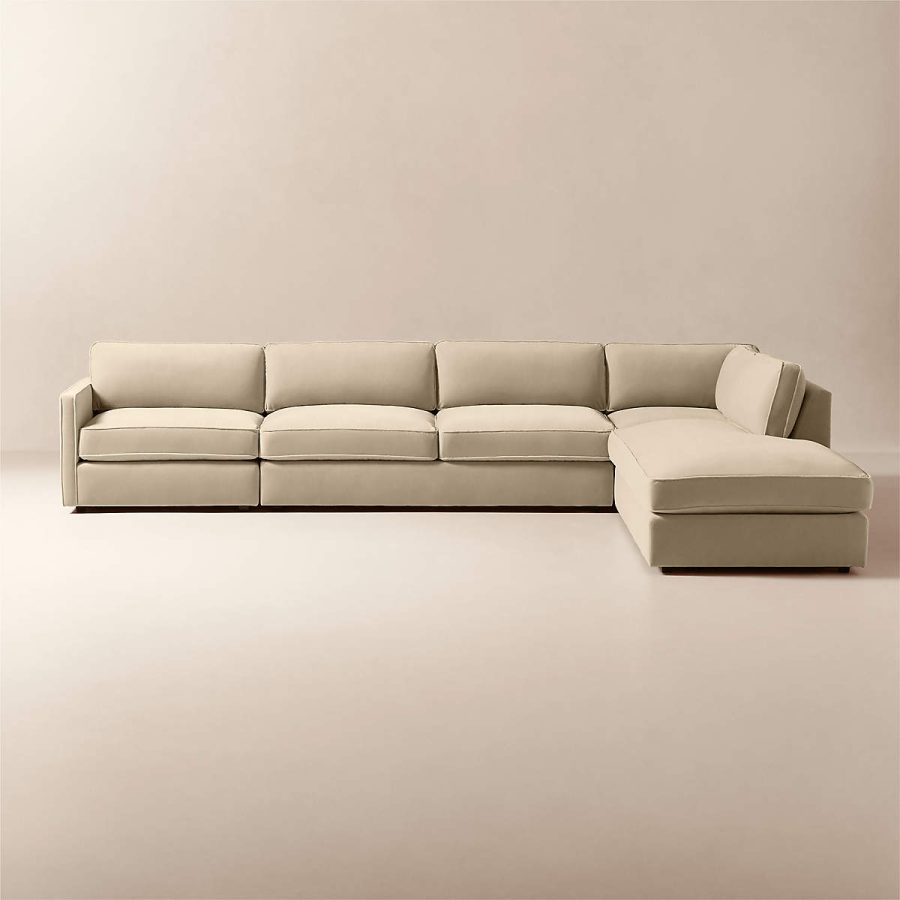 4-Piece Wheat Sheaf Velvet Sectional Sofa