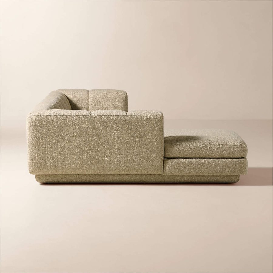 L-Shaped Camel Woven Sectional Sofa