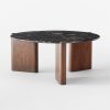 Round Marble And Walnut Wood Coffee Table