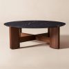 Round Marble And Walnut Wood Coffee Table