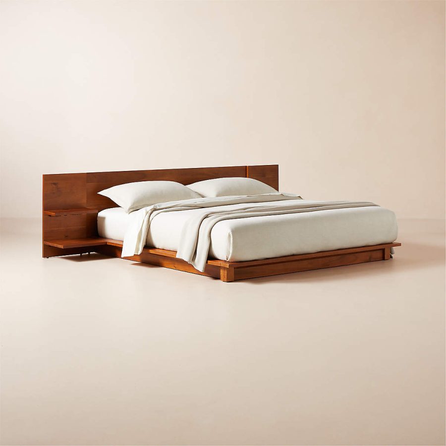 Adonis Wood Platform Queen Bed with Nightstands