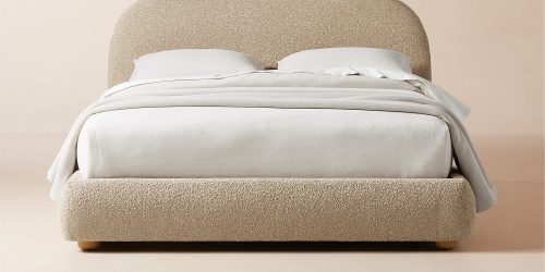Camel Brown Boucle Queen Bed