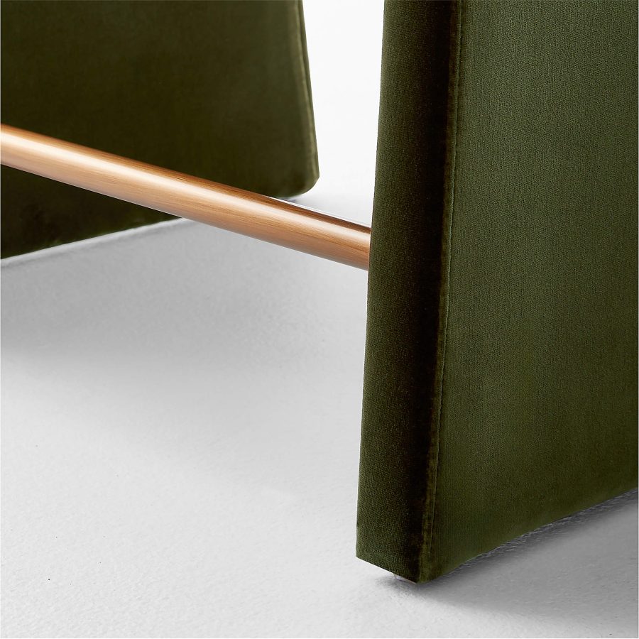 Olive Green Velvet Counter Stool