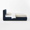 Tufted Navy-Blue Upholstered Queen Bed