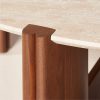 Camel Brown Marble And Walnut Wood Coffee Table