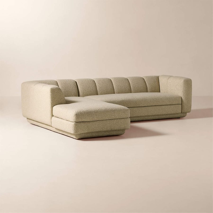 L-Shaped Camel Woven Sectional Sofa