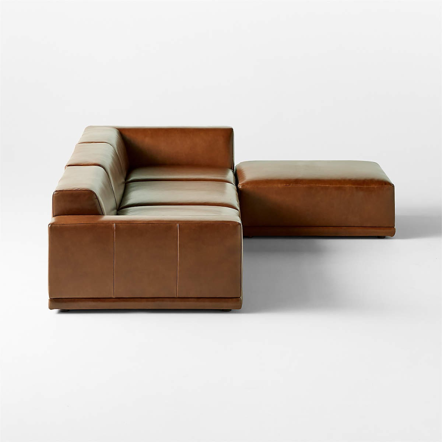 Feather Leather Depth Sectional Sofa