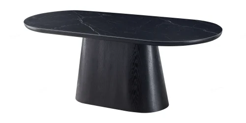 Black Stone Oval Dining Table